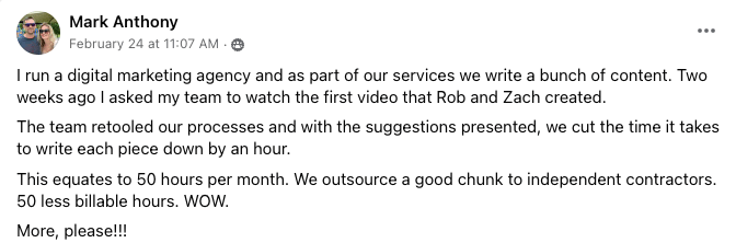 rob cressy chatgpt coaching testimonial